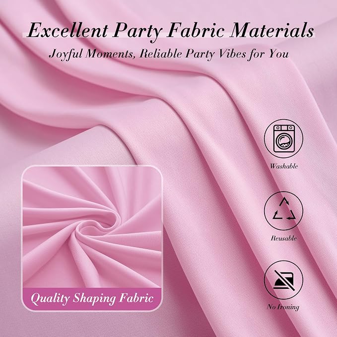 50 ft x 10 ft Wrinkle Free Pink Backdrop Curtain Panels, Polyester Photography - Image 4