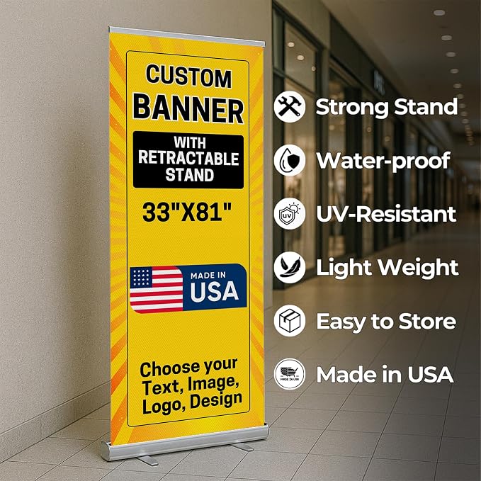 DreamController Custom Retractable Banner 33x81 | Personalized Roll Up Banner - Image 5