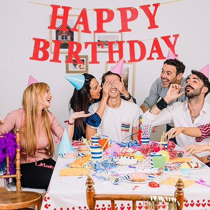Red Glitter Birthday Party Banner - Image 4