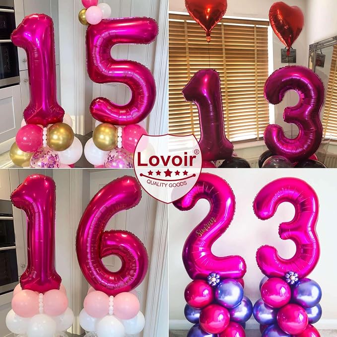 Hot Pink 14 Number Balloons, 40 Inch Giant Number 14 Balloons Foil Mylar Helium - Image 7