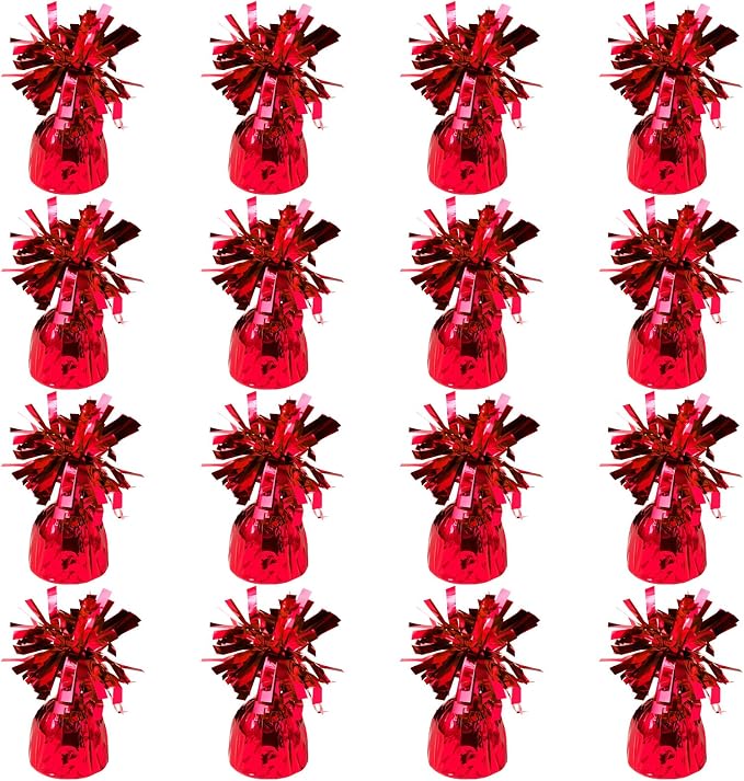 16 Pack Red Balloon Weights Metallic Holder Anchors Balloon Holder Weights by Unknown