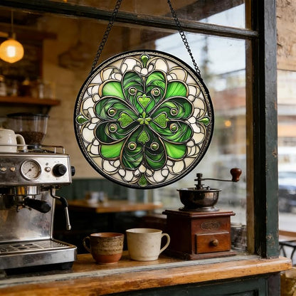 DASTOLL Stained Glass Window Hanging St. Ripak Festival Green Lucky Clover - Image 6
