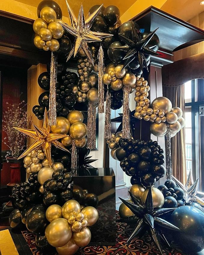Black and Gold Balloon Arch Kit - Image 4