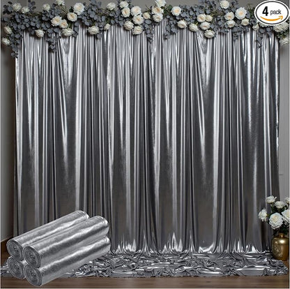 Outpain Thick 20 ft x 10 ft Black Silver Sequin Backdrop Curtain by Outpain