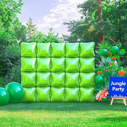 NISOCY 25PCS Metallic Neon Light Green Square Foil Balloons Wall Backdrop | - Image 6