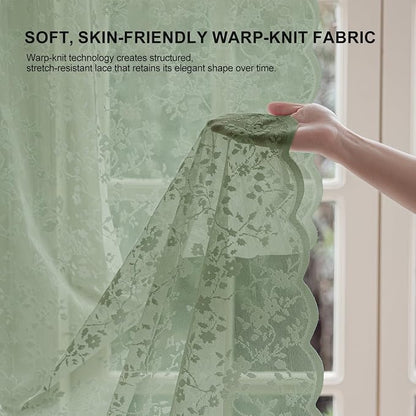 Anmao Vintage Lace Sheer Curtains 84 Inches Long - Image 4