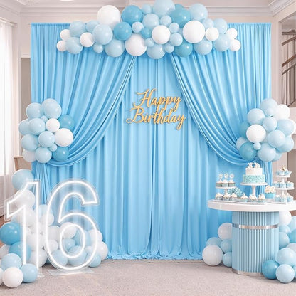 10ft x 10ft Wrinkle Free Baby Blue Backdrop Curtain - Image 4