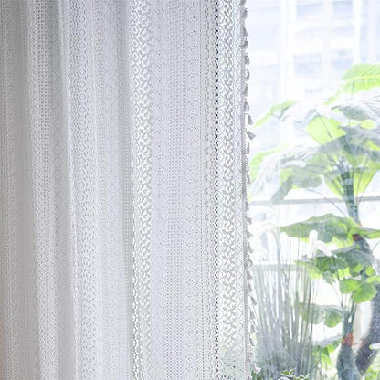 Sutuo Home Boho Sheer Curtain 108 Inches Long, Crochet Lace - Image 5