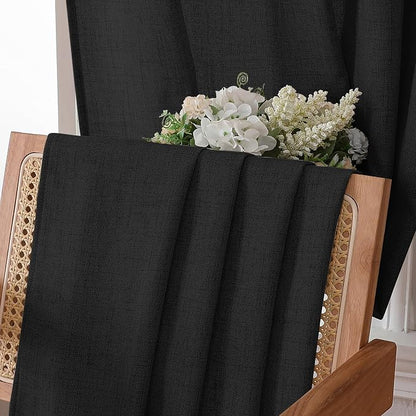Tollpiz Linen Curtains Bedroom Rod Pocket Semi Sheer Curtain Burlap Light - Image 6