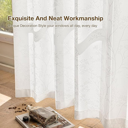 Anmao White Semi Sheer Light Filtering Curtains 90 Inches Long 2 Panels - Image 7