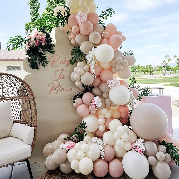 Blush Pink Balloons, Retro and Rose Gold Boho Balloons Set - Image 7