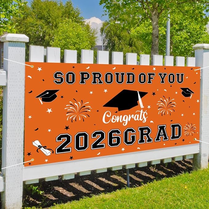 Graduation Decorations 2026 Orange Graduation Banner 66.1" x 33.8" Graduation - Image 5