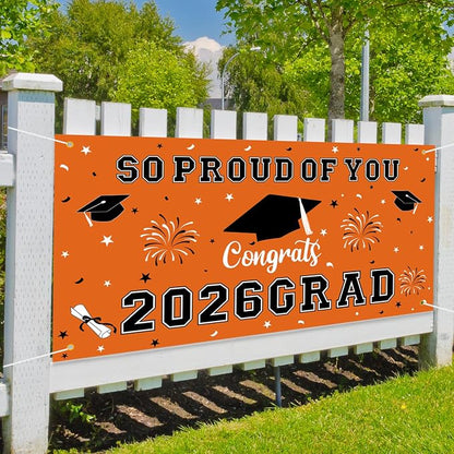 Graduation Decorations 2026 Orange Graduation Banner 66.1" x 33.8" Graduation - Image 5