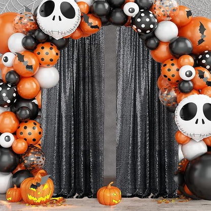 Sugargirl Black Sequin Backdrop Curtain 8FTx8FT Glitter Black Background Drapes - Image 2