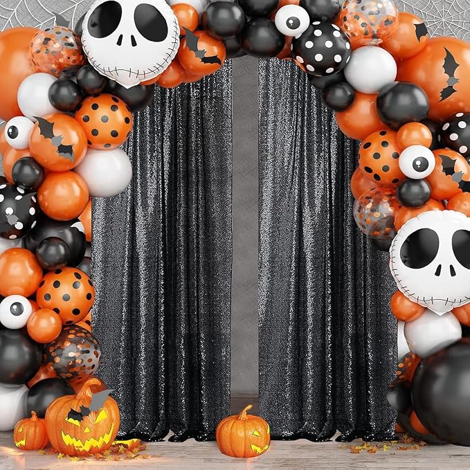 Sugargirl Black Sequin Backdrop Curtain 10FTx10FT Glitter Black Background - Image 3