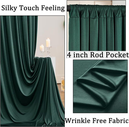 10ft x 10ft Wrinkle Free Hunter Green Backdrop Curtains - Image 2