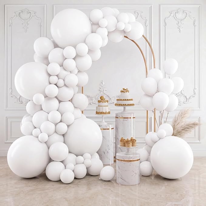 RUBFAC White Balloons Different Sizes Bridal Shower Balloons Arch 154pcs | by RUBFAC