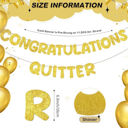 Fulmoon Pre Strung Congratulations Quitter Glitter Banner Funny Retirement - Image 2