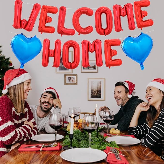 TONIFUL 16 Inch Red WELCOME HOME Foil Letter Balloons Banner Decorations | - Image 6