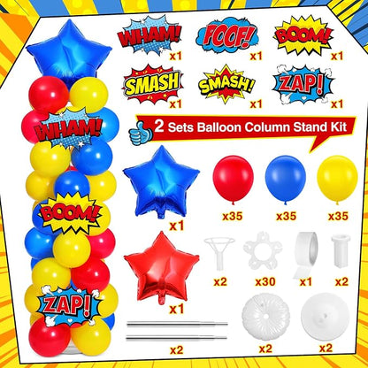 Realspring 2 Set Hero Themed Party Decorations Adjustable Red Yellow Blue - Image 2