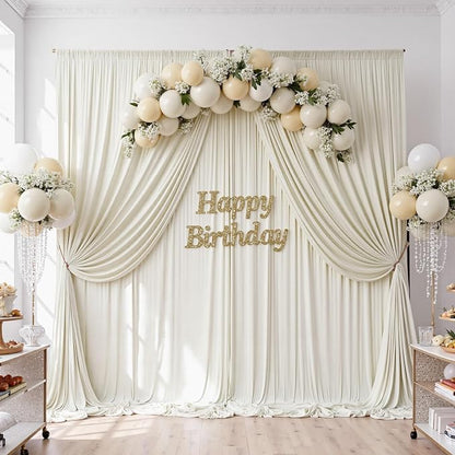 10ftx10ft Wrinkle Free Beige Backdrop Curtains - Image 5