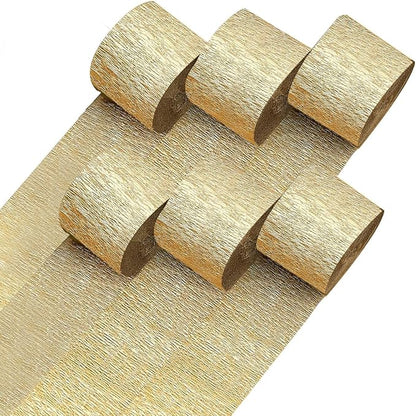 6 Gold Streamers, 492ft Pack of Crepe Paper Party Decorations | Each roll is 82 by CaptainD%C3%A9cor