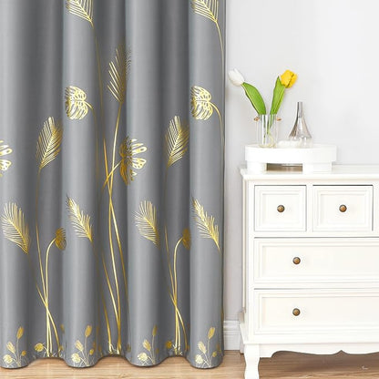 Gold and Grey Blackout Curtains Thermal Insulated 84 Inches Length - Image 2