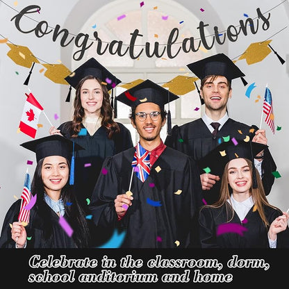 Class of 2026 Graduation Decorations Pre-Strung Glitter Congratulations Banner - Image 5