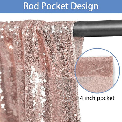 Hahuho Rose Gold Sequin Backdrop Curtain, Party Decoration（4 Panels, 2FT x 8FT - Image 2