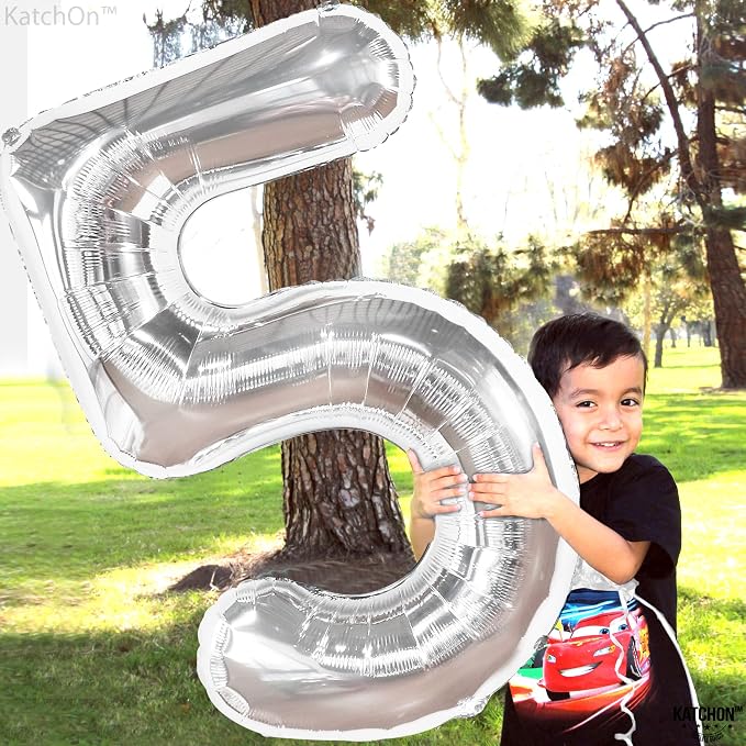 KatchOn Silver 5 Balloon Number 40 Inch | 5th Birthday Decorations, 5 Mylar - Image 6