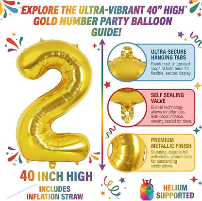 40 Inch Gold Number 12 Foil Balloon - Image 2