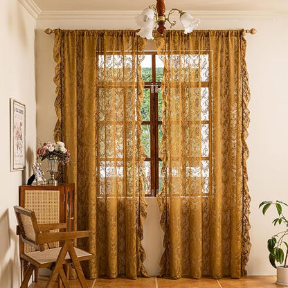 Deeprove Sheer Gold Lace Curtains - Image 7