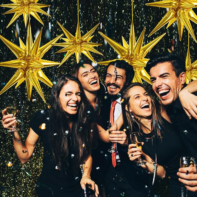 TONIFUL 4 Pcs Explosion Star Balloons Gold Foil Balloon Party Decorations | 22 - Image 7