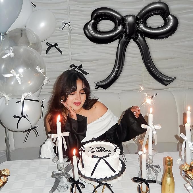 2 Pcs Bow Birthday Decorations Black Bow Balloons Bow Party Decorations Giant - Image 3