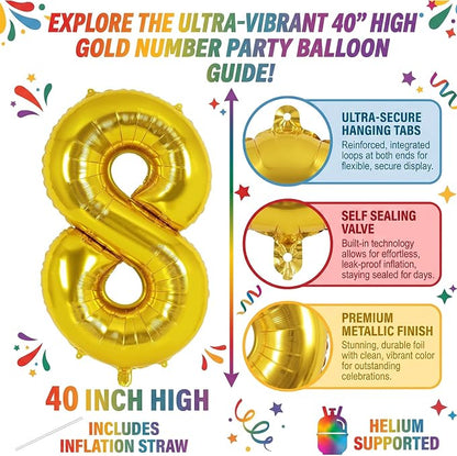 40 Inch Gold Number 18 Foil Balloon - Image 2