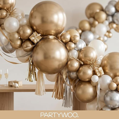PartyWoo Metallic Gold Balloons 100pcs Chrome Gold Color 18 12 10 5 Inch | 18 - Image 8
