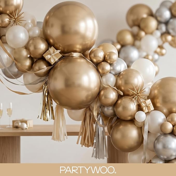 PartyWoo Metallic Gold Balloons 145pcs Chrome Gold Color 18 12 10 5 Inch | 18 - Image 8