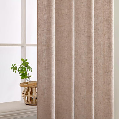 MIULEE Natural Beige Linen Curtains 52x54 Inch Long - Image 5