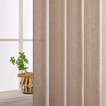 MIULEE Natural Beige Linen Curtains 52x84 Inch - Image 5