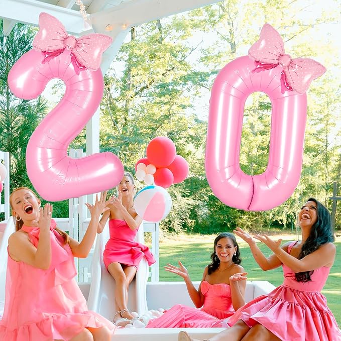 Pink 6 Balloon Number Pink Birthday Decorations - Image 6