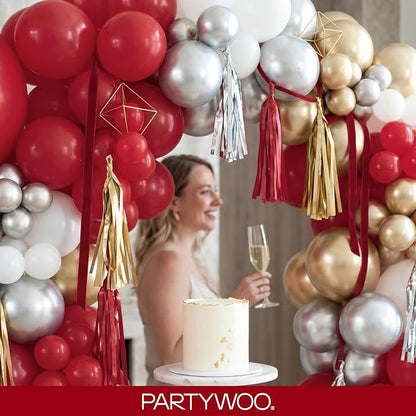 PartyWoo Burgundy Balloons 100pcs Dark Red Maroon Ruby Red Color | 18 12 10 5 - Image 9