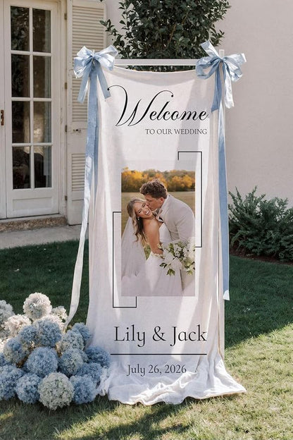 Custom Wedding Welcome Sign Linen - Image 2