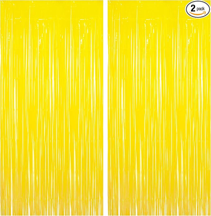 BRAVESHINE Fringe Curtain Backdrop | 2PCS | Pastel Yellow Party Decorations | by BRAVESHINE