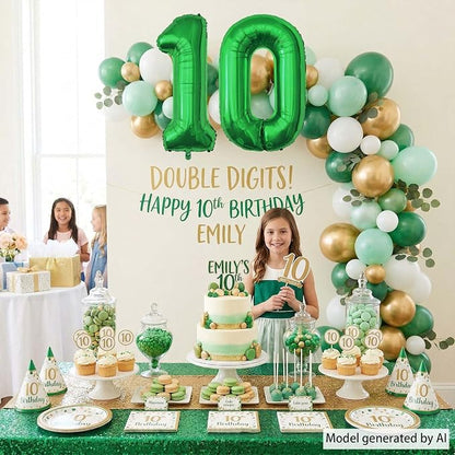 Green Number 10 Balloon 40 Inch, Foil Duo - Image 6