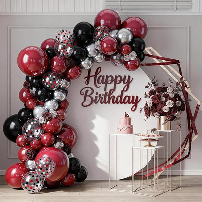 Red and Black Balloon Arch Garland Kit, Graduation Party Decorations, Burgundy - Image 4