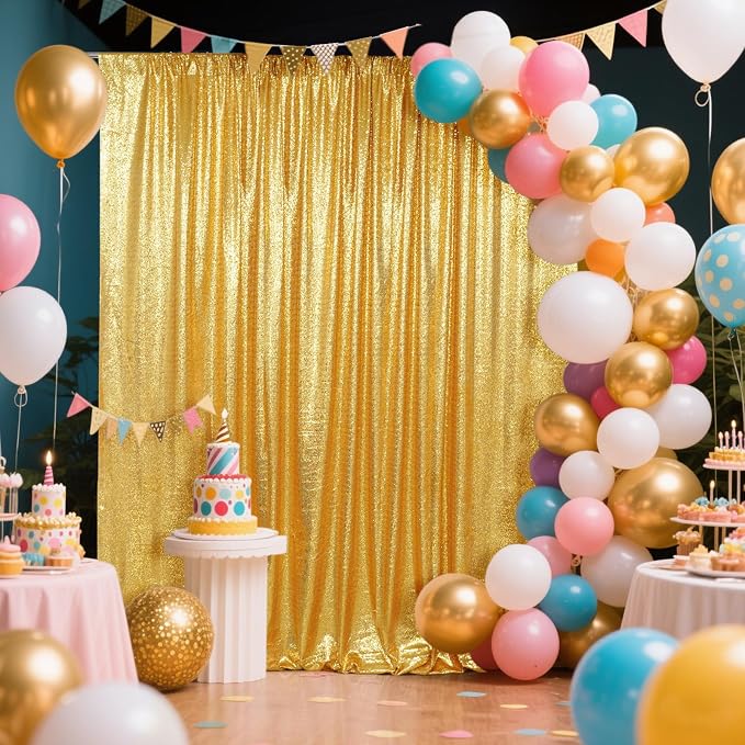 SquarePie 8x10ft Gold Sequin Backdrop, High Density Non-Transparent Glitter - Image 3