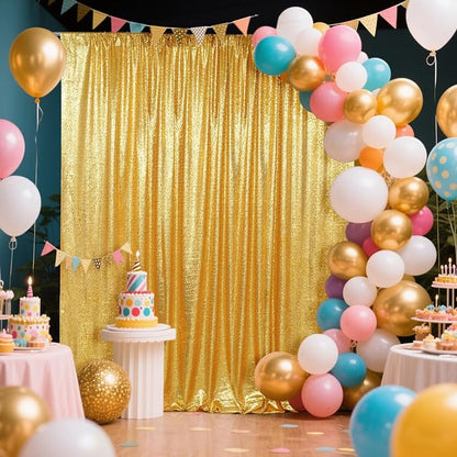 SquarePie 8x10ft Gold Sequin Backdrop, High Density Non-Transparent Glitter - Image 3