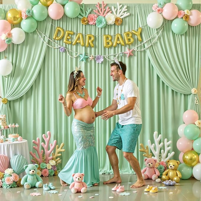 10x12 Sage Green Backdrop Curtains - Image 4