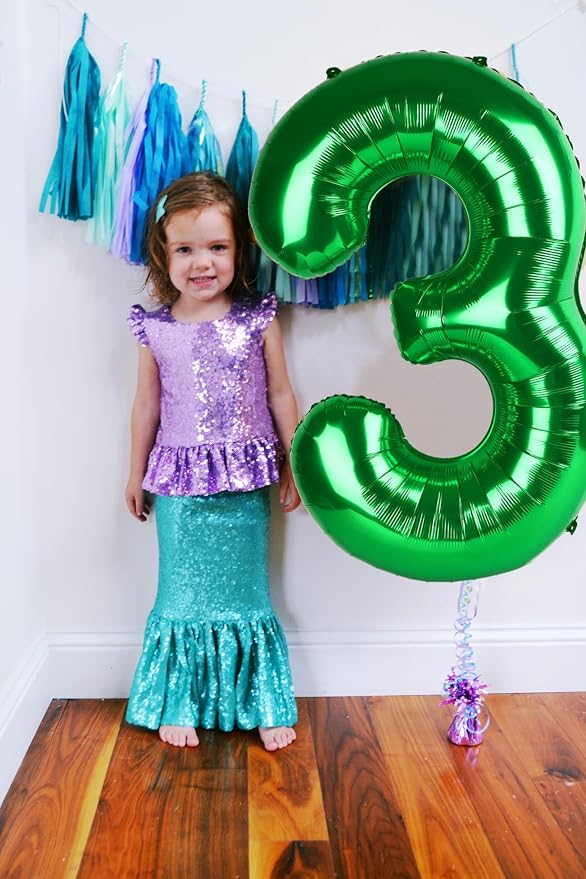 8 Balloon Numbers Birthday Decorations, 40In Green Balloons - Image 3