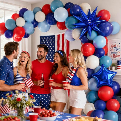 Red White Blue Balloons 4th of July Balloon Star Foil Balloon Navy Royal Dusty - Image 5